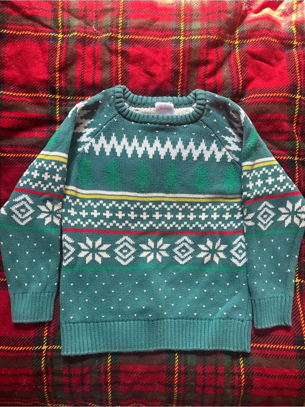 Hanna Anderson100% cotton Green Fair Isle Crewneck Sweater